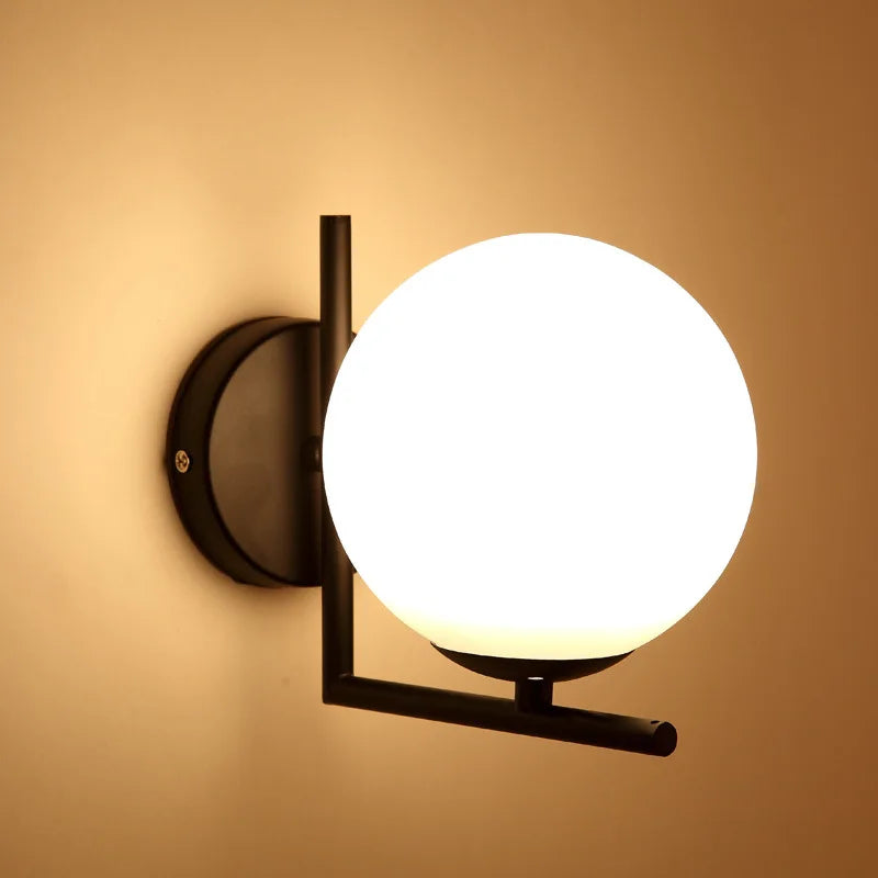 Modern Minimalistic LED Wall Lamp – European Style Glass Wall Lamp for Living Room, Bedroom and Nightstand