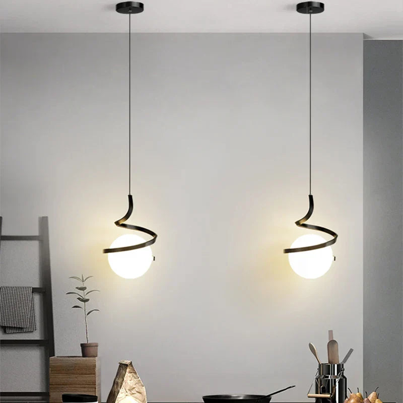 Nordic Glass LED Pendant Light – 3-Color Temperature, Single Pendant Light for Dining Room, Bedroom and Living Room Decoration (5-10 m² Coverage)
