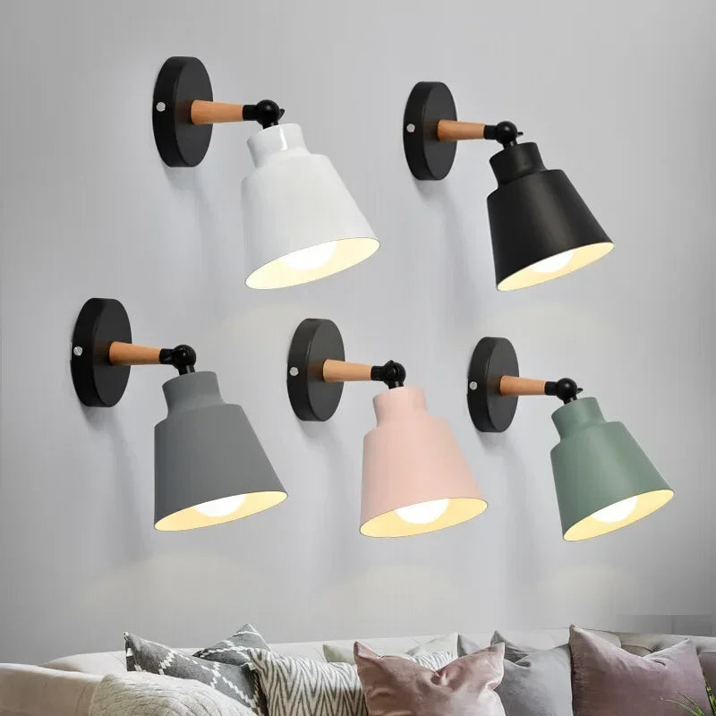 Nordic LED Wall Lamp – Minimalist Solid Wood Design for Bedroom, Living Room and Hall – Modern Decorative Lighting with E27 Socket