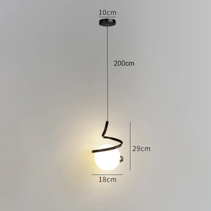 Nordic Glass LED Pendant Light – 3-Color Temperature, Single Pendant Light for Dining Room, Bedroom and Living Room Decoration (5-10 m² Coverage)