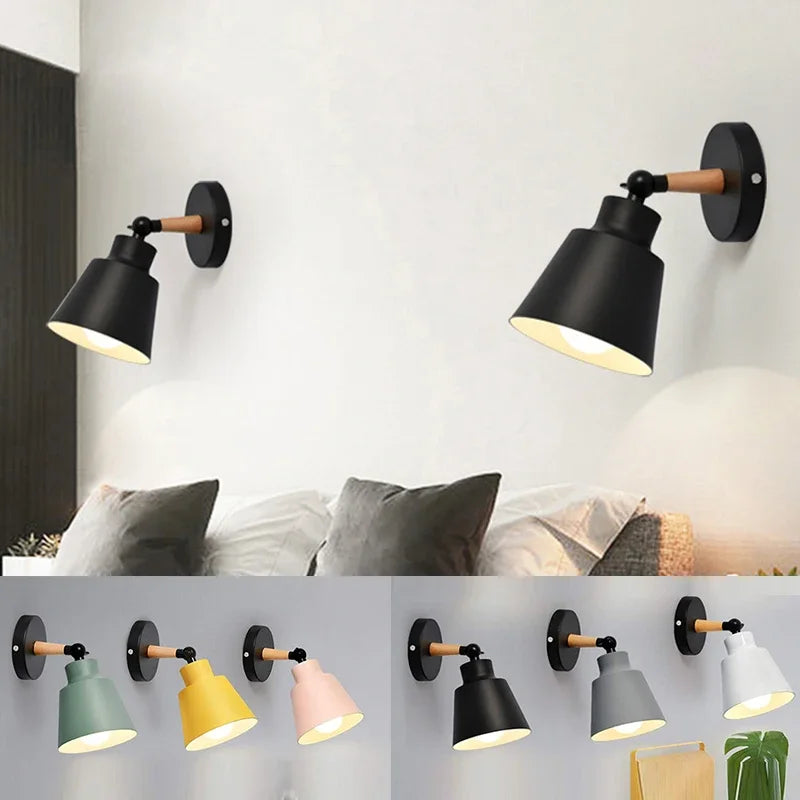 Nordic LED Wall Lamp – Minimalist Solid Wood Design for Bedroom, Living Room and Hall – Modern Decorative Lighting with E27 Socket