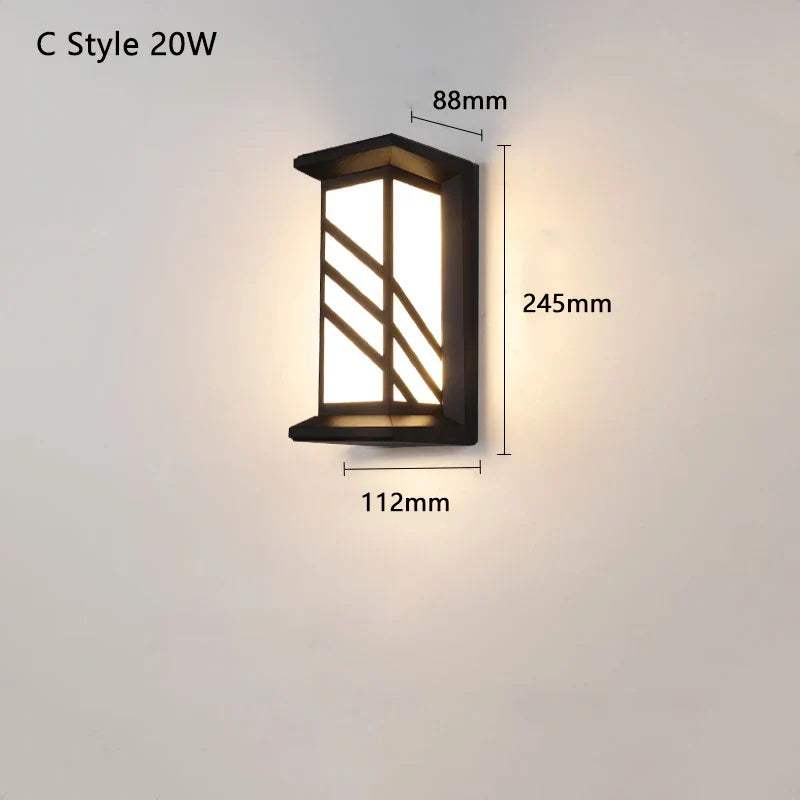 Modern LED outdoor wall lamp with motion sensor - Waterproof veranda light, outdoor lighting system