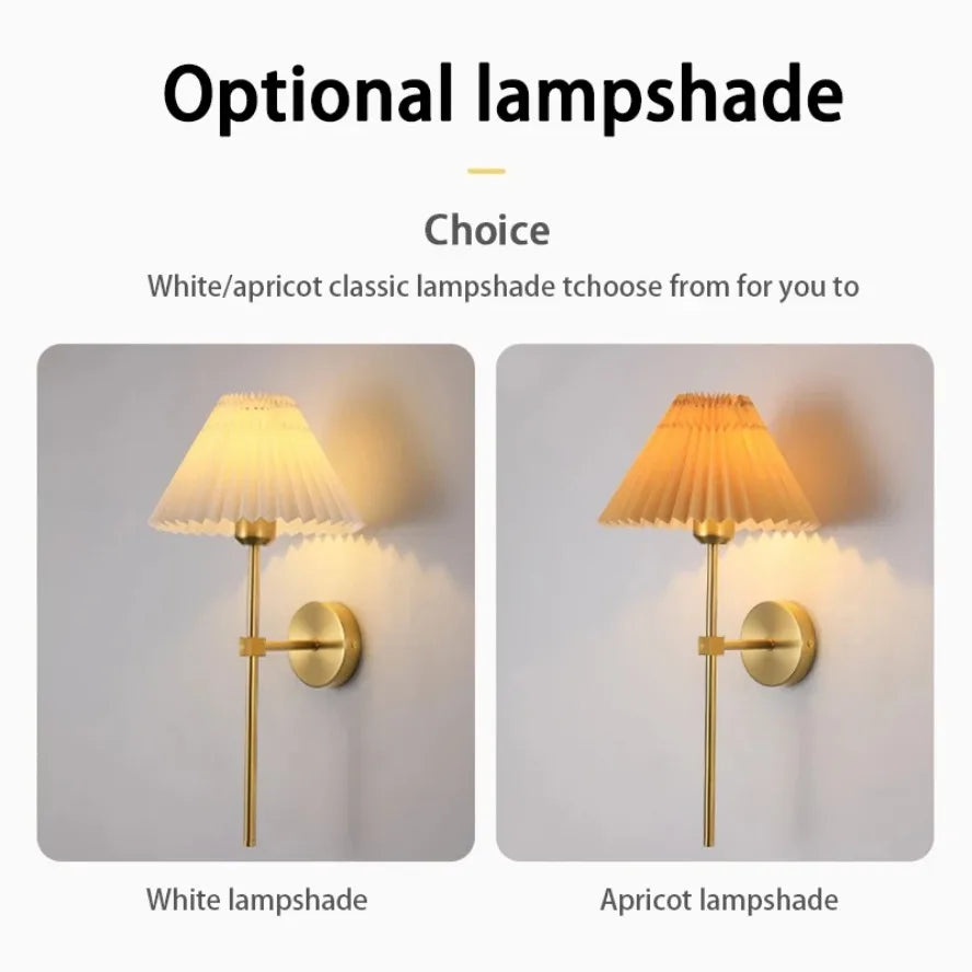 Nordic LED Wall Lamp – Modern retro design for living room, bedroom and office, E27 socket, fabric shade, wall mounting