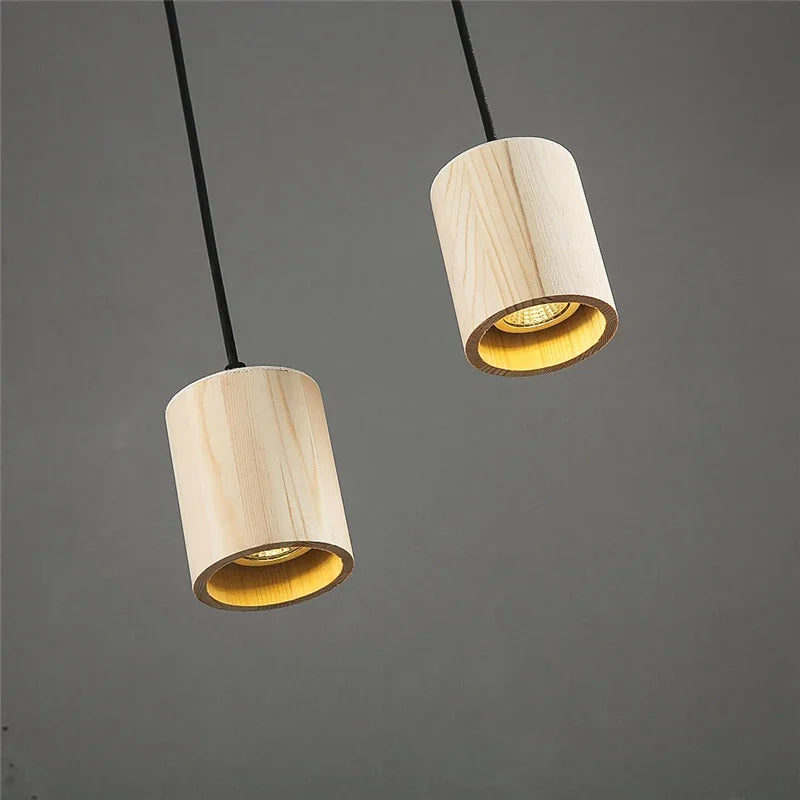 Modern wooden pendant lamp - Nordic style solid wood lamp for living room, bedroom, bar and restaurant, E27 lamp base