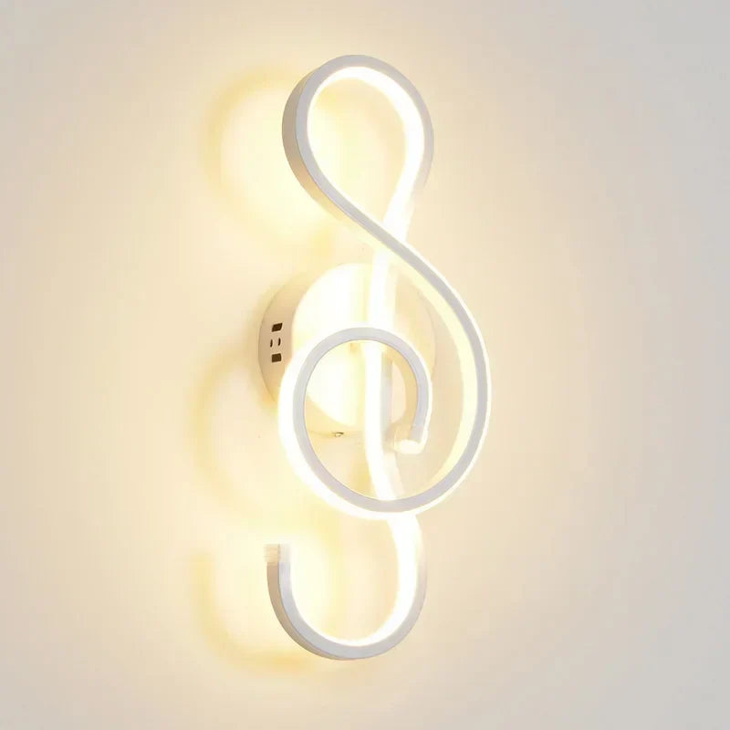 Modern LED Wall Lamp - Music Note Wall Lamp for Bedroom, Living Room and Office, On/Off Touch, Up and Down Light Direction, Indoor Decoration