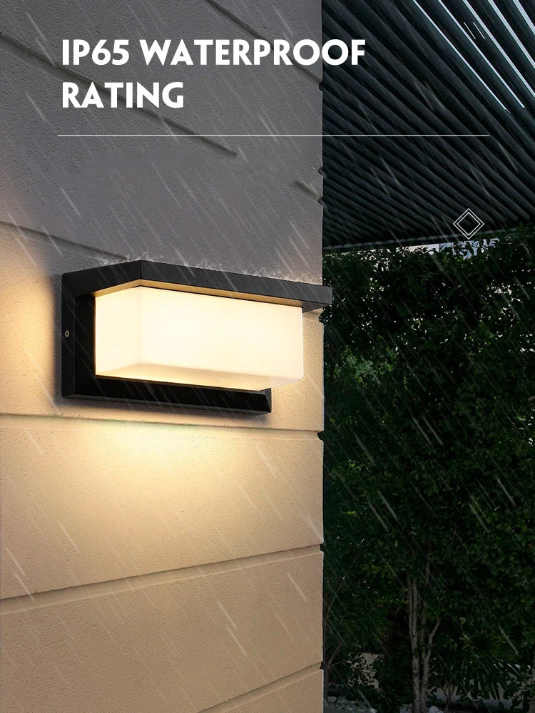 Modern LED outdoor wall lamp with motion sensor - Waterproof veranda light, outdoor lighting system