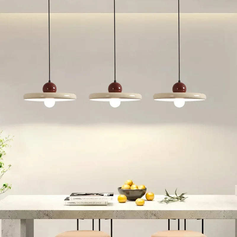 Nordic Cream Fly Plate Pendant Lamp – Modern LED Light for living room, bedroom, and restaurant, 20/30cm