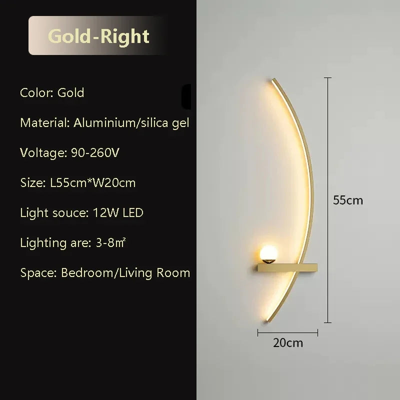 Modern LED Wall Lamp Black Gold - Elegant long stripe design for versatile lighting