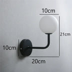 Modern metal wire and glass ball wall lamp - Scandinavian wall lighting for living room, bedroom, hallway, foyer and stairs - AC powered, LED bulb included