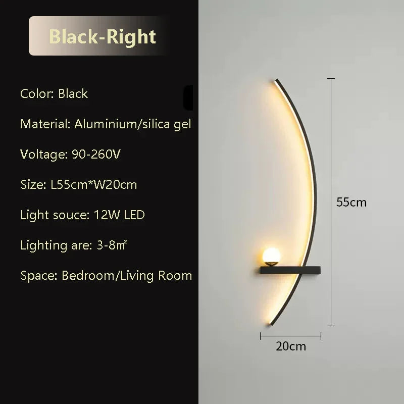 Modern LED Wall Lamp Black Gold - Elegant long stripe design for versatile lighting