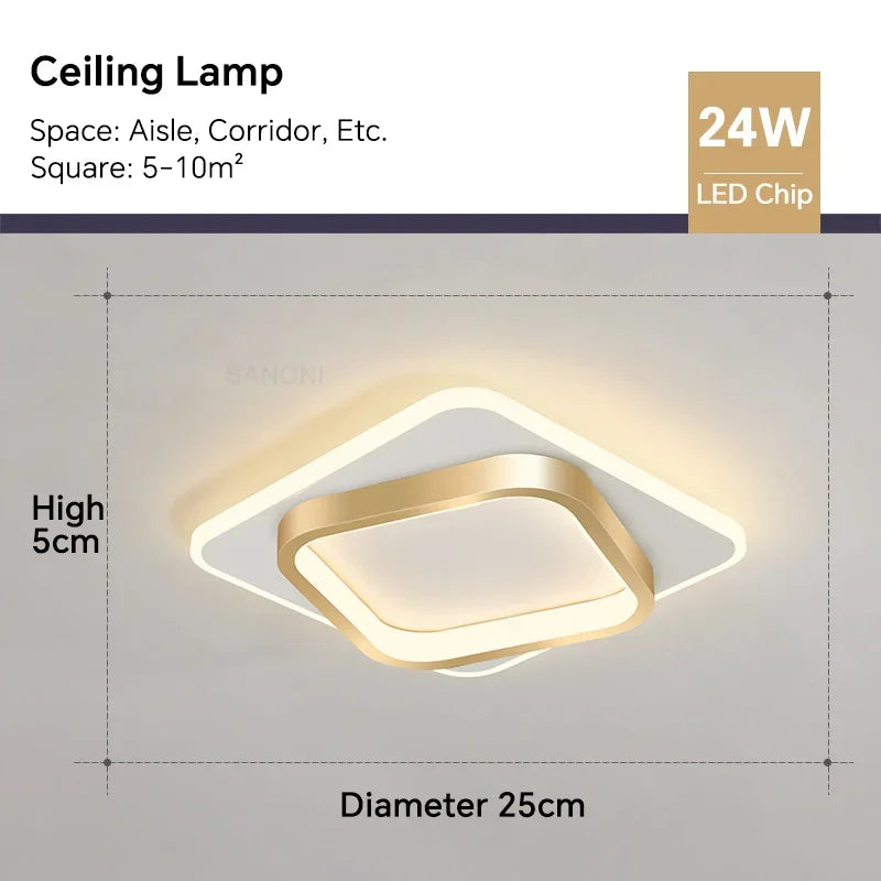 Modern LED ceiling light - Square ceiling lamp for living room, staircase, hallway and more