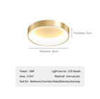 Modern LED ceiling lamp – Dimmable gold surface lamp for bedroom, office, balcony, and hall