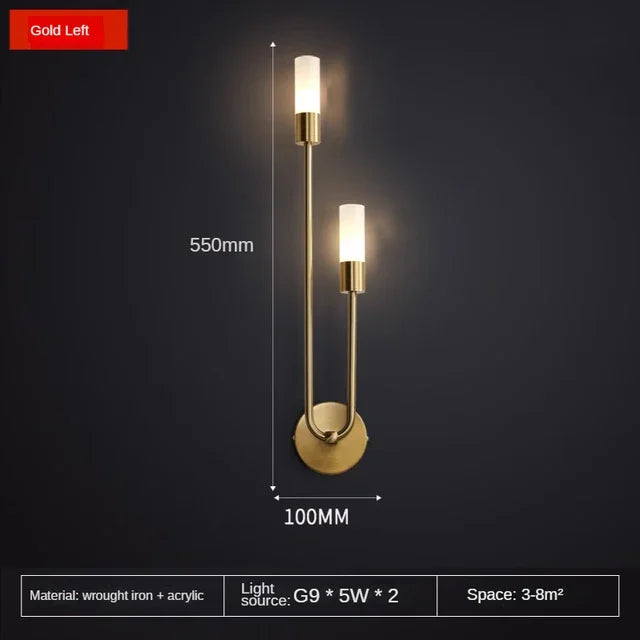 Modern Golden LED Wall Lamp – Nordic Wall Lamp for Living Room, Bedroom, Kitchen, and Hall Decor