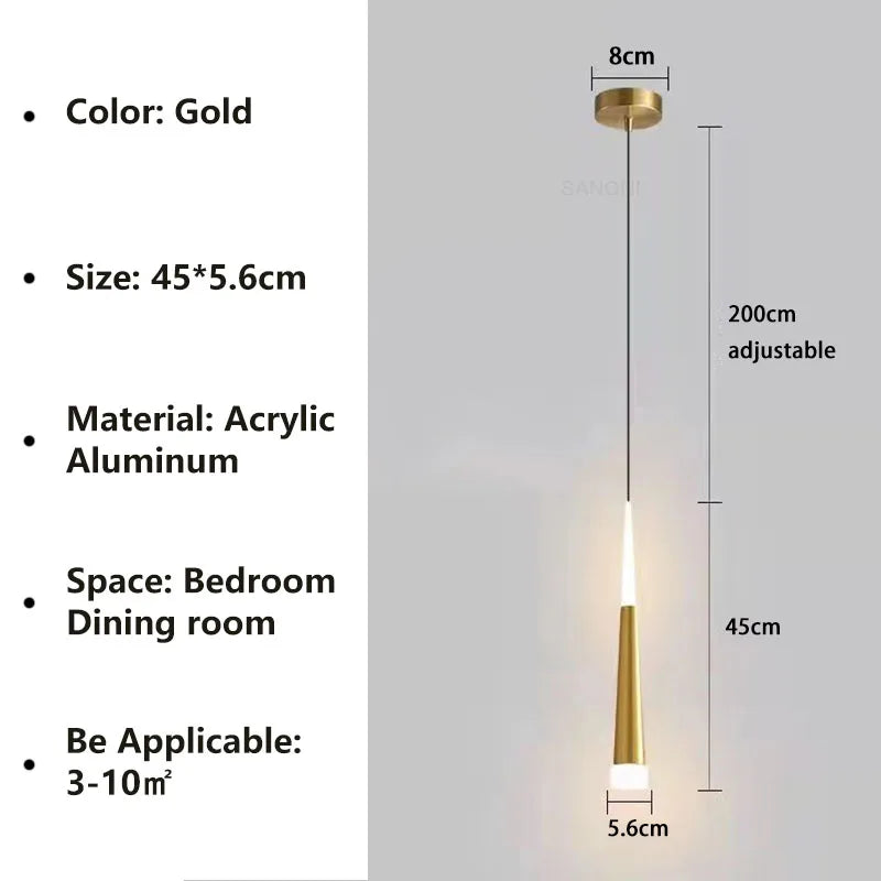 Nordic LED Pendant Light – Long Hanging Wire Chandelier for Bedroom, Living Room, Dining Room and Office – Modern Home Decor Light Source