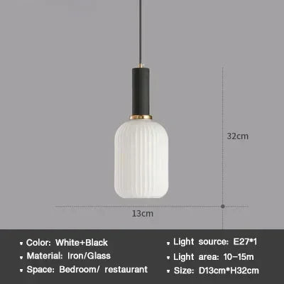 Modern Nordic Glass Pendant Light – Single Cup LED Pendant Light for Dining Room, Bedroom, Café and Study – White, Green, Cognac & more