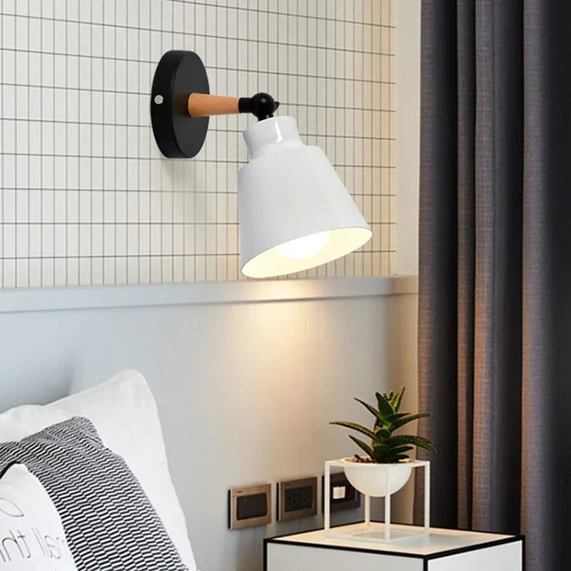 Nordic LED Wall Lamp – Minimalist Solid Wood Design for Bedroom, Living Room and Hall – Modern Decorative Lighting with E27 Socket