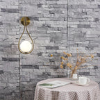 Modern metal wire and glass ball wall lamp - Scandinavian wall lighting for living room, bedroom, hallway, foyer and stairs - AC powered, LED bulb included