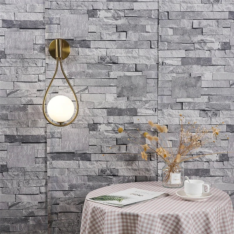 Modern metal wire and glass ball wall lamp - Scandinavian wall lighting for living room, bedroom, hallway, foyer and stairs - AC powered, LED bulb included
