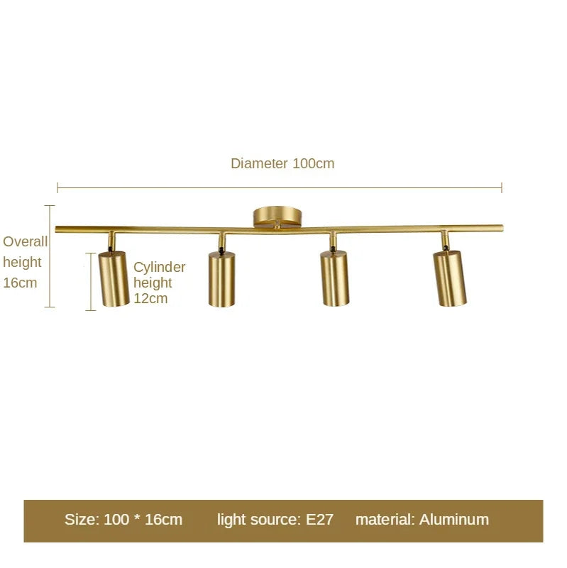 Modern Gold Spotlight Ceiling Lamp – Nordic Minimalist E27 LED Light for Living Room, Bedroom and Kitchen