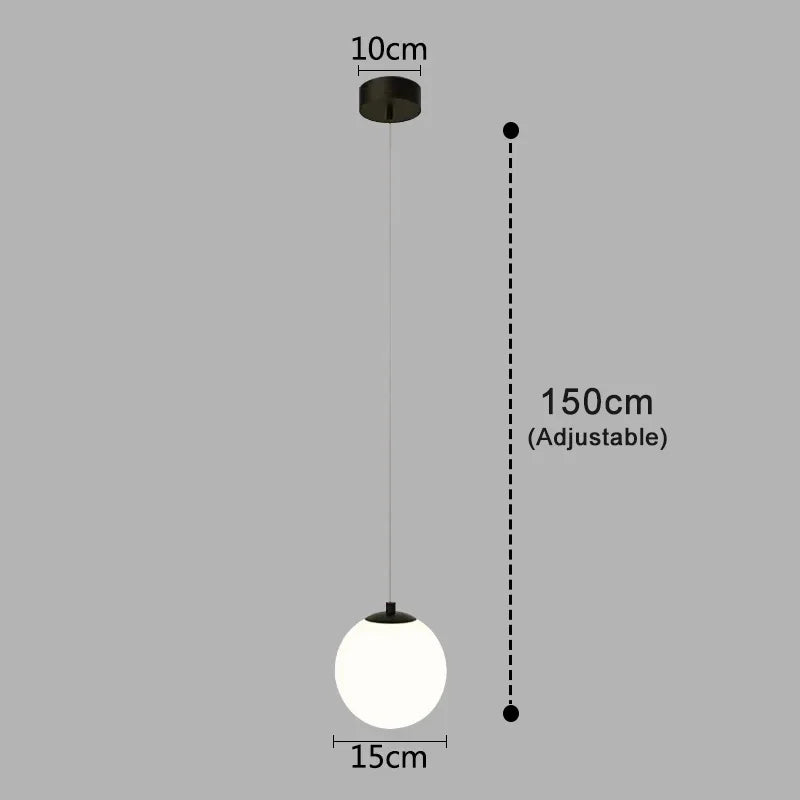 Modern Glass LED Pendant Light – Nordic Style Hanging Lamp for Living Room, Bedroom, Restaurant and Bar, 220V AC, Indoor Lighting Fixture