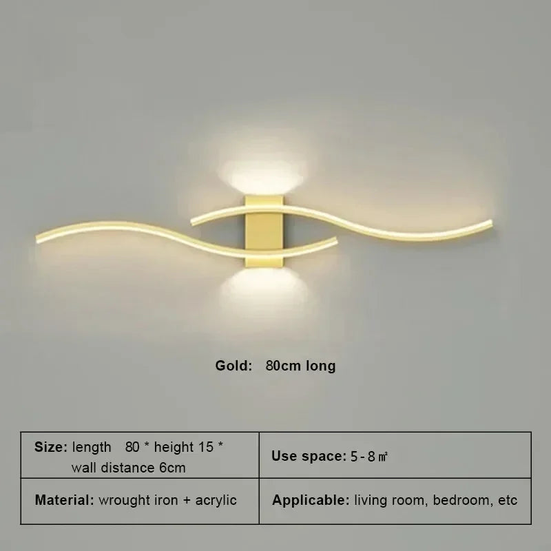 Modern minimalist LED strip wall lamp - dimmable wall lighting for living room, bedroom, restaurant, and bathroom