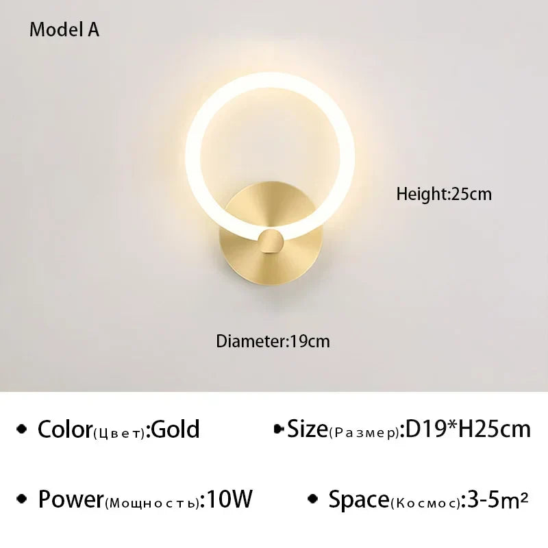 Modern Nordic LED wall lamp – elegant ring light decor for bedroom, living room, and hotel decor