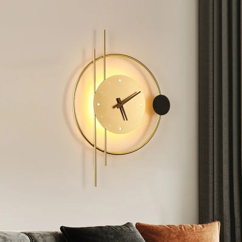Modern LED Clock Wall Lamp – Stylish Wall-Mounted Lamp for Bedroom, Living Room and Home Decoration