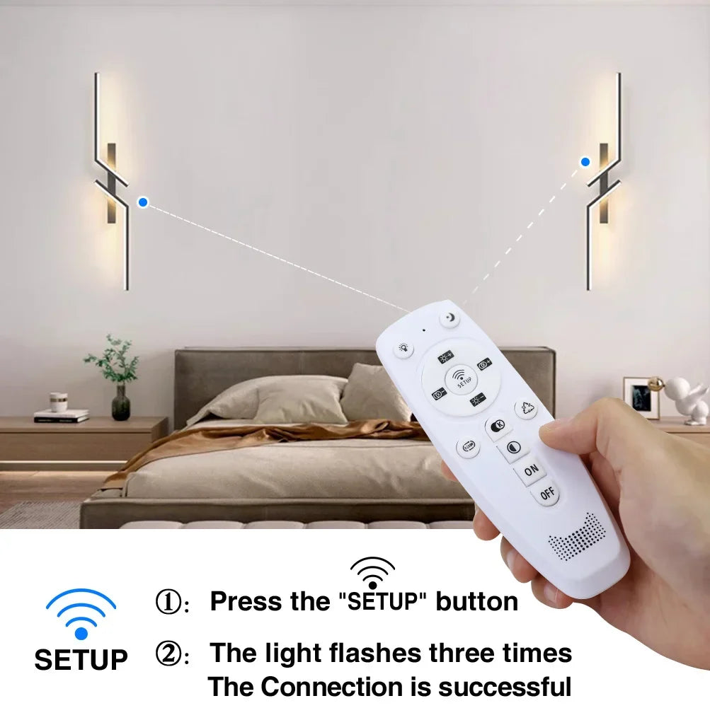 Modern dimmable LED wall lamp - Remote control minimalist wall lamp for bedroom, living room and TV background