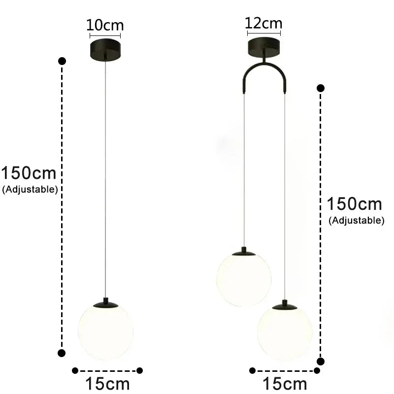 Modern Glass LED Pendant Light – Nordic Style Hanging Lamp for Living Room, Bedroom, Restaurant and Bar, 220V AC, Indoor Lighting Fixture