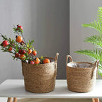 Nordic Extra Large Straw Flower Pot Seaweed Storage Basket Potted Green Plant Flower Basket Hand Woven Floor Indoor Flower Pot