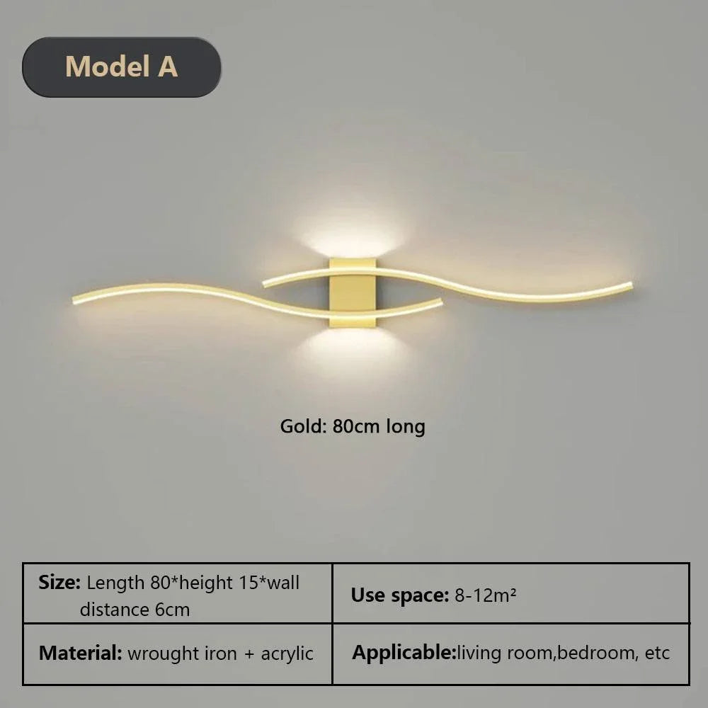 Modern LED Wall Lamp - Black, white and gold wall lamp for living room, bedroom, bedside table and decorative lighting
