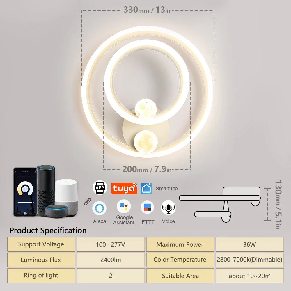 Modern LED Wall Lamp – Adjustable 3-Color Light Source for Bedroom, Living Room, Balcony, and Interior Decoration