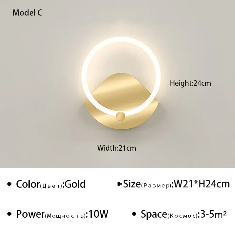 Modern Nordic LED wall lamp – elegant ring light decor for bedroom, living room, and hotel decor