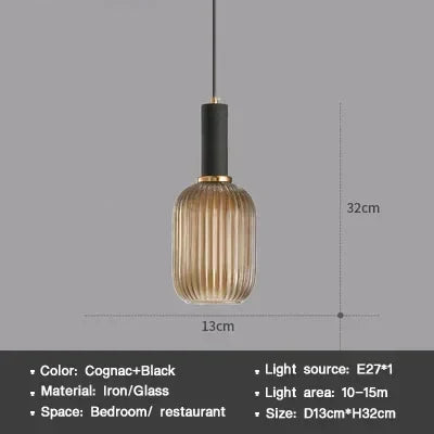 Modern Nordic Glass Pendant Light – Single Cup LED Pendant Light for Dining Room, Bedroom, Café and Study – White, Green, Cognac & more