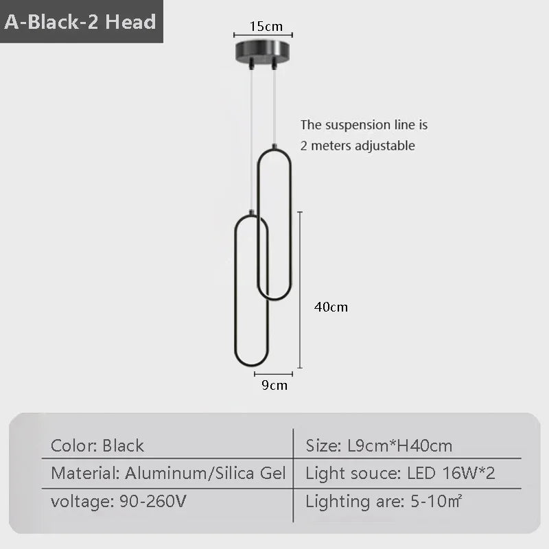 Modern LED pendant lamp – Black and gold pendant lamp for bedroom, living room, and dining room decor
