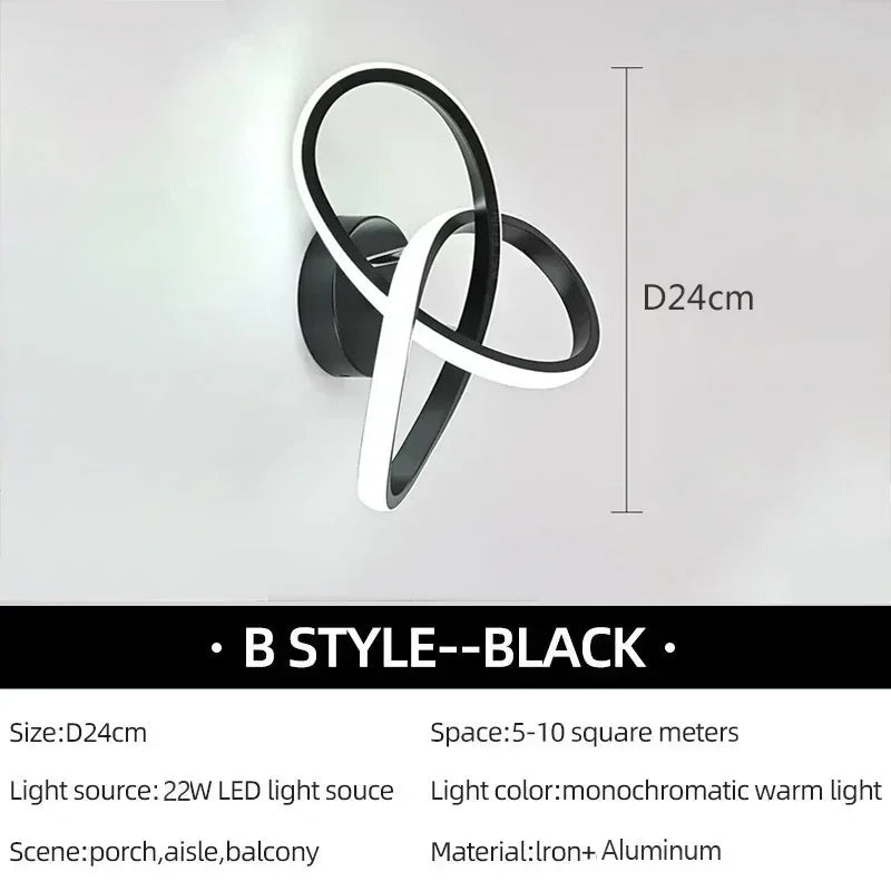 Modern LED Wall Light – Clover Black & White Ceiling Lamp for Bedroom, Living Room, Hallway and Office with Remote Control and Dimmable Options