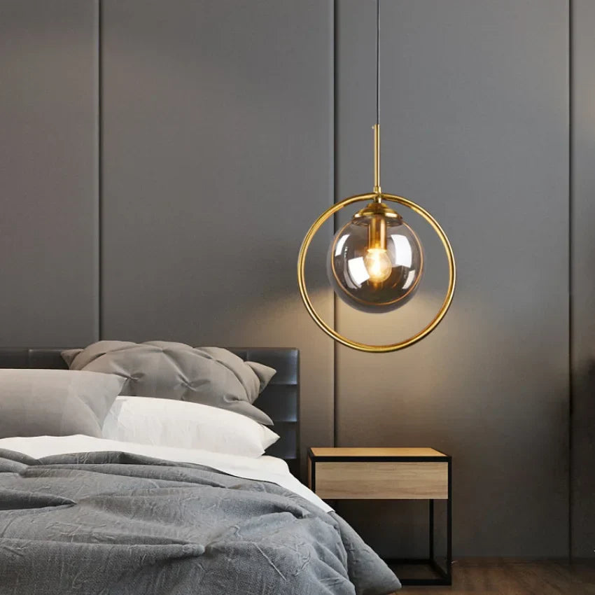 Modern glass pendant lamps for bedroom nightstand bathroom pendant lamps ceiling lamps hotel restaurant decoration ring
