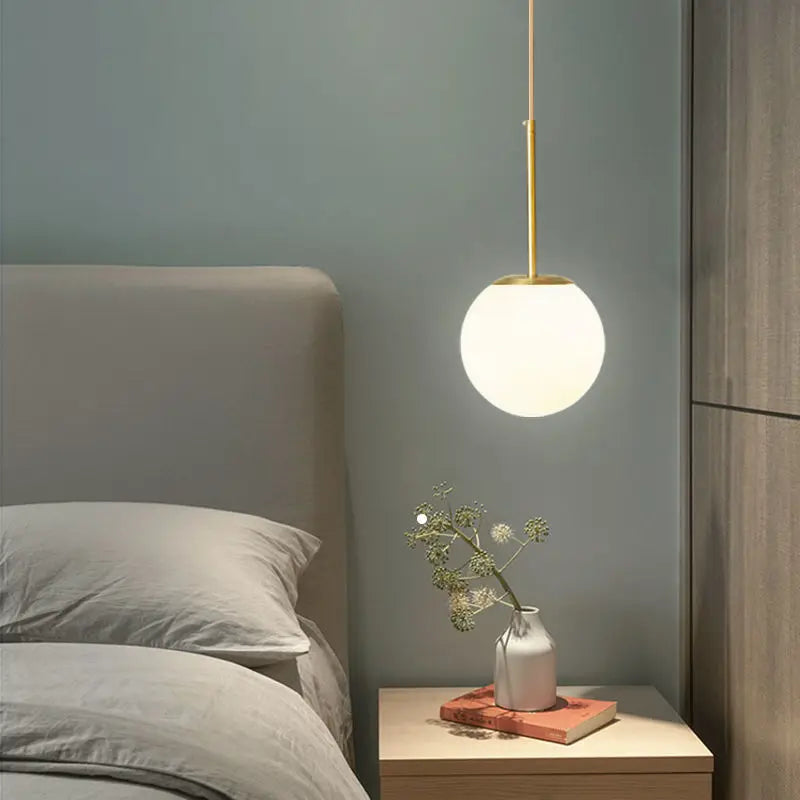 Modern Glass Ball Pendant Lamp – Decorative Nordic Lamp for Dining Room, Bedroom, and Bar
