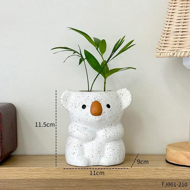 Koalina Koala Planter | Sweet Decorative Plant Pot Made of Resin | Mini Vase for Succulents & Bonsai | Handcrafted Garden & Home Decor