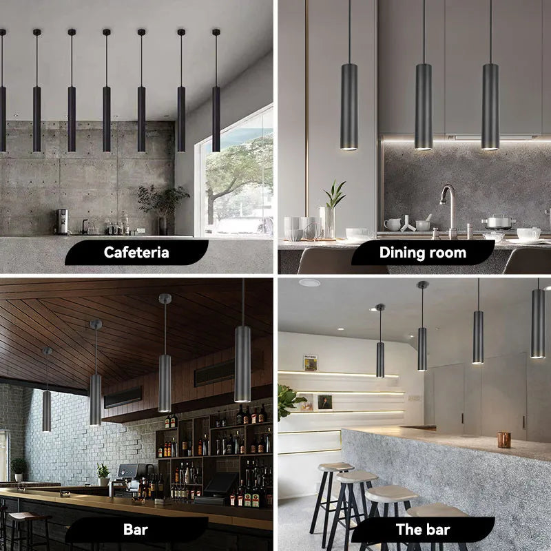 Modern LED Pendant Lamp – Sleek Cylindrical Pendant Lamp for Kitchen, Living Room, and Bedroom Decor
