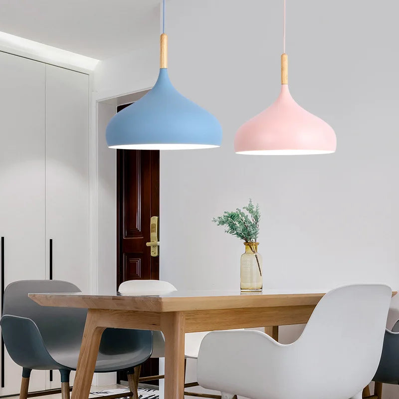 Modern Macaron Pendant Light – Colorful LED Chandelier for Bedroom, Restaurant, Office & Living Room – Adjustable Aluminum Hanging Lamp