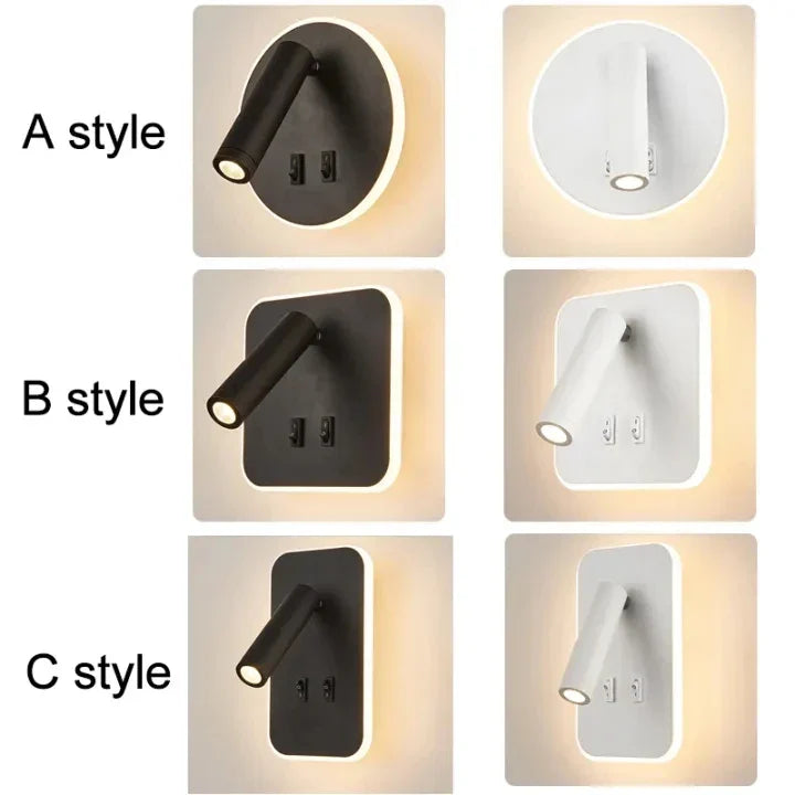 Modern LED Wall Lamp - 350° adjustable swivel up and down wall lamp, 3000K warm white to 6500K cool light, aluminum wall lamp
