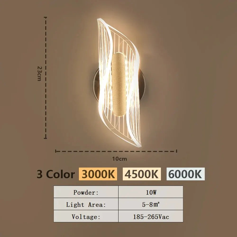 Modern LED Wall Lamp – Adjustable 3-Color Light Source for Bedroom, Living Room, Balcony, and Interior Decoration