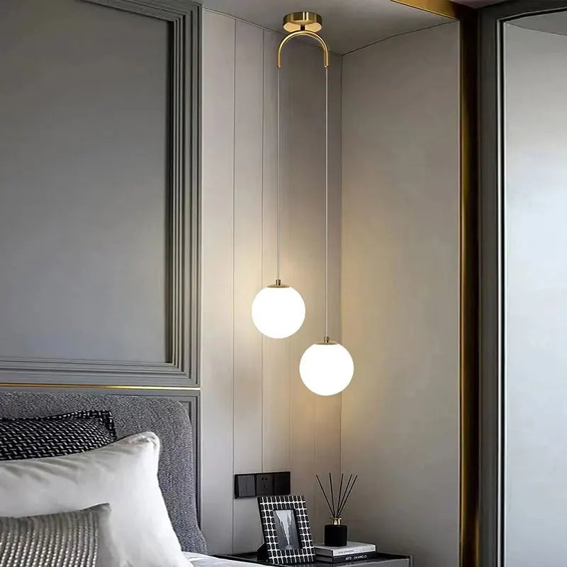 Modern Glass LED Pendant Light – Nordic Style Hanging Lamp for Living Room, Bedroom, Restaurant and Bar, 220V AC, Indoor Lighting Fixture