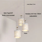 Modern White Crystal Pendant Lamp – Built-in Ceiling Light with LED Bulbs for Bedroom, Living Room, Kitchen, and Stairs