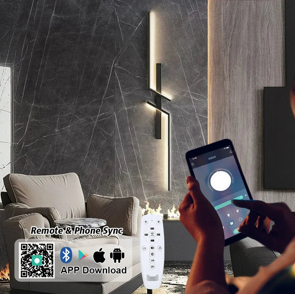 Modern dimmable LED wall lamp - Remote control minimalist wall lamp for bedroom, living room and TV background