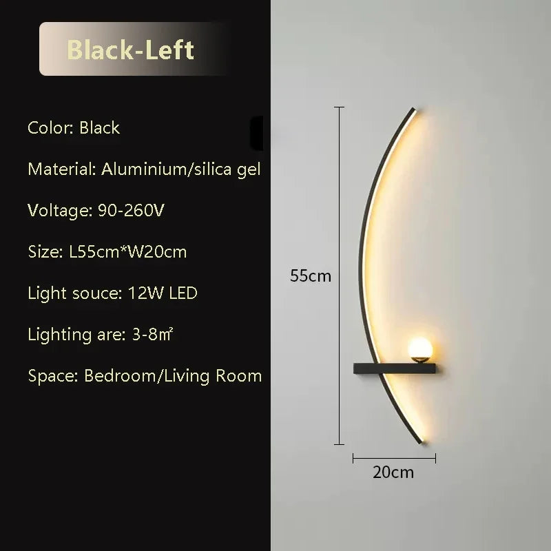 Modern LED Wall Lamp Black Gold - Elegant long stripe design for versatile lighting