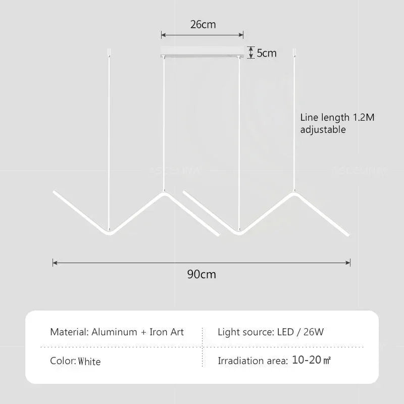 Modern LED Pendant Light – Nordic Golden Chandelier for Kitchen, Dining Room and Restaurant, Z-Shape Design with Remote Control