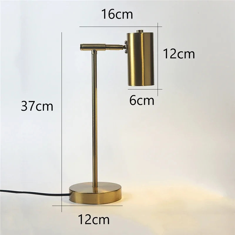 Modern gold table lamp - Eye-friendly LED reading lamp for study, bedroom and living room decor