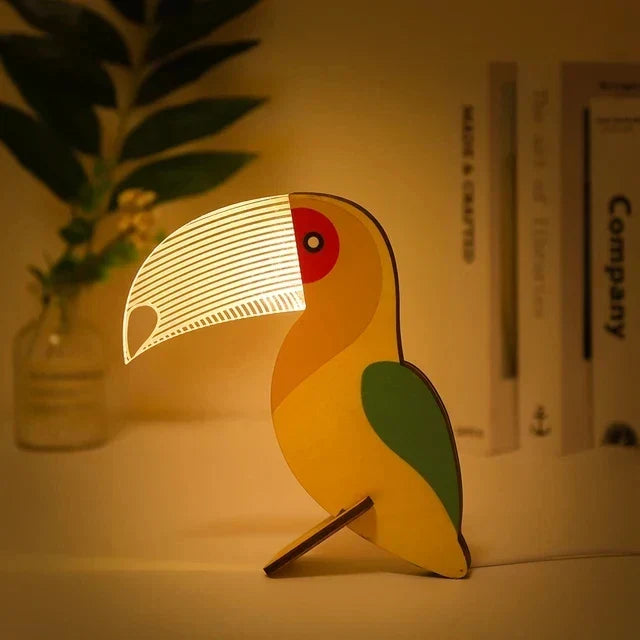 Charming wooden animal LED night lights